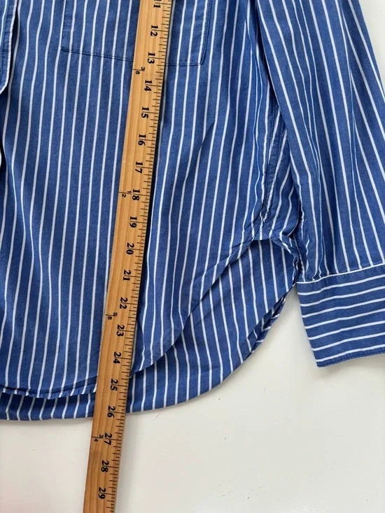 J.Crew Women's Blue White Striped Cotton Poplin Pajama Pant Set Size Small - Picture 7 of 15